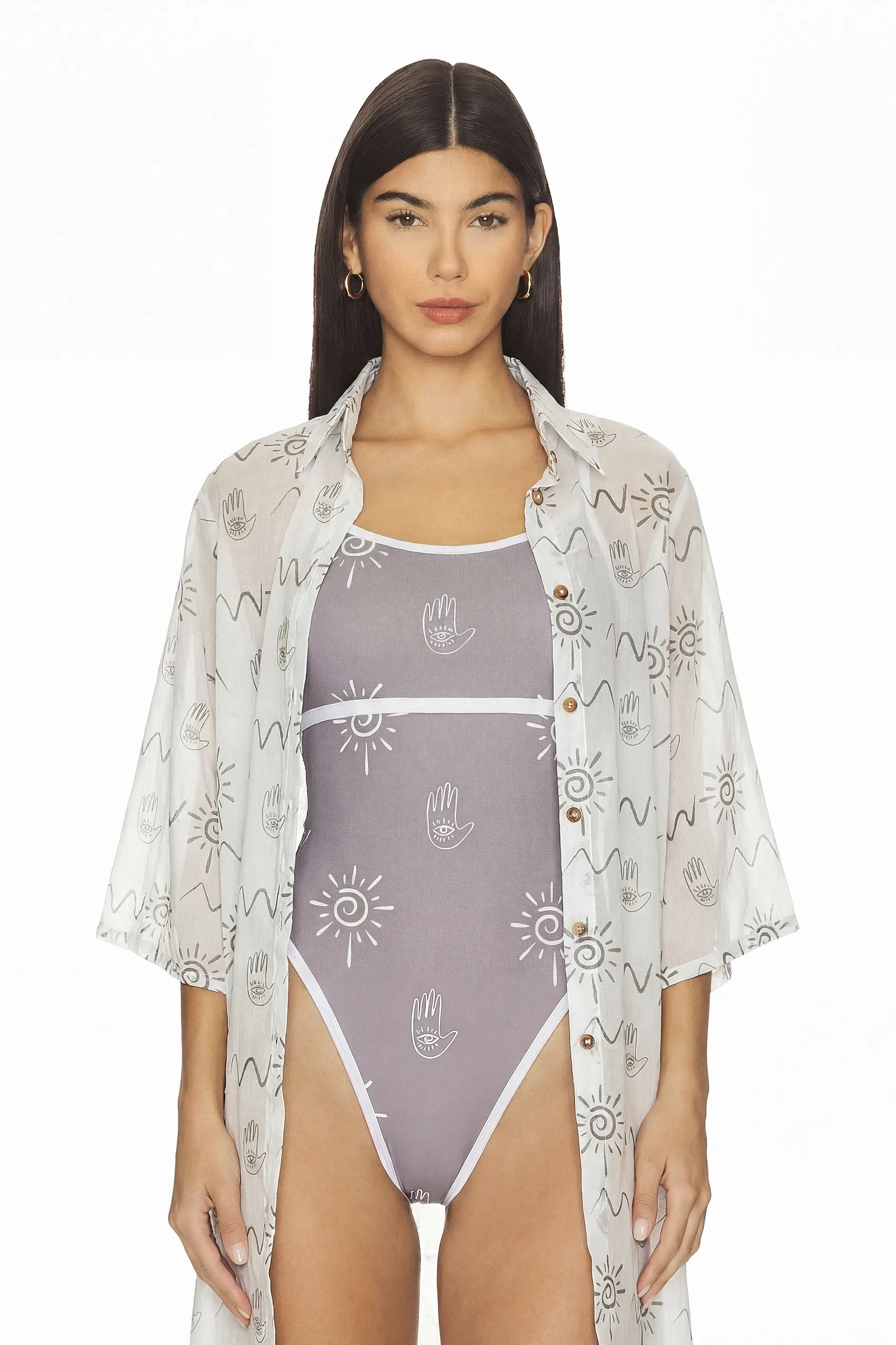 Blusa Sambú extralarga con amarre frontal y manga 3/4. Diseño elegante ideal para Colombia, Venezuela e Isla Margarita.