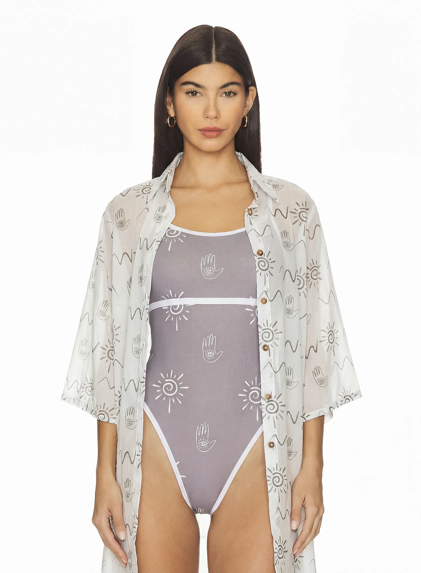 Blusa Sambú extralarga con amarre frontal y manga 3/4. Diseño elegante ideal para Colombia, Venezuela e Isla Margarita.