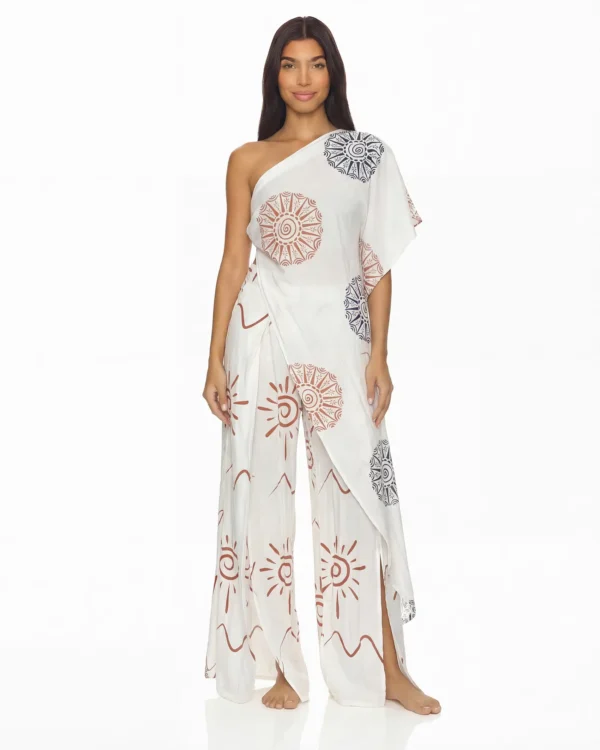 Set Lotus blusón asimétrico y pantalón bota extra ancha