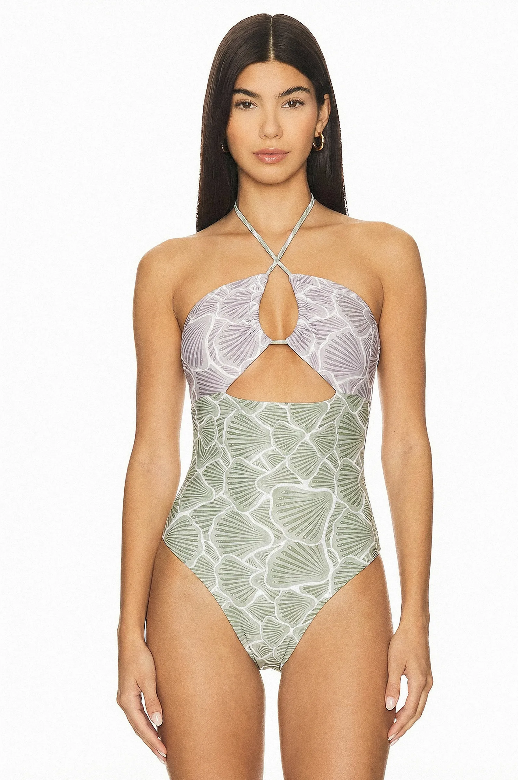 Swimwear Daya enterizo strapless con amarre halter y corte imperio en contraste. Ideal para playa en Colombia, Venezuela e Isla Margarita.