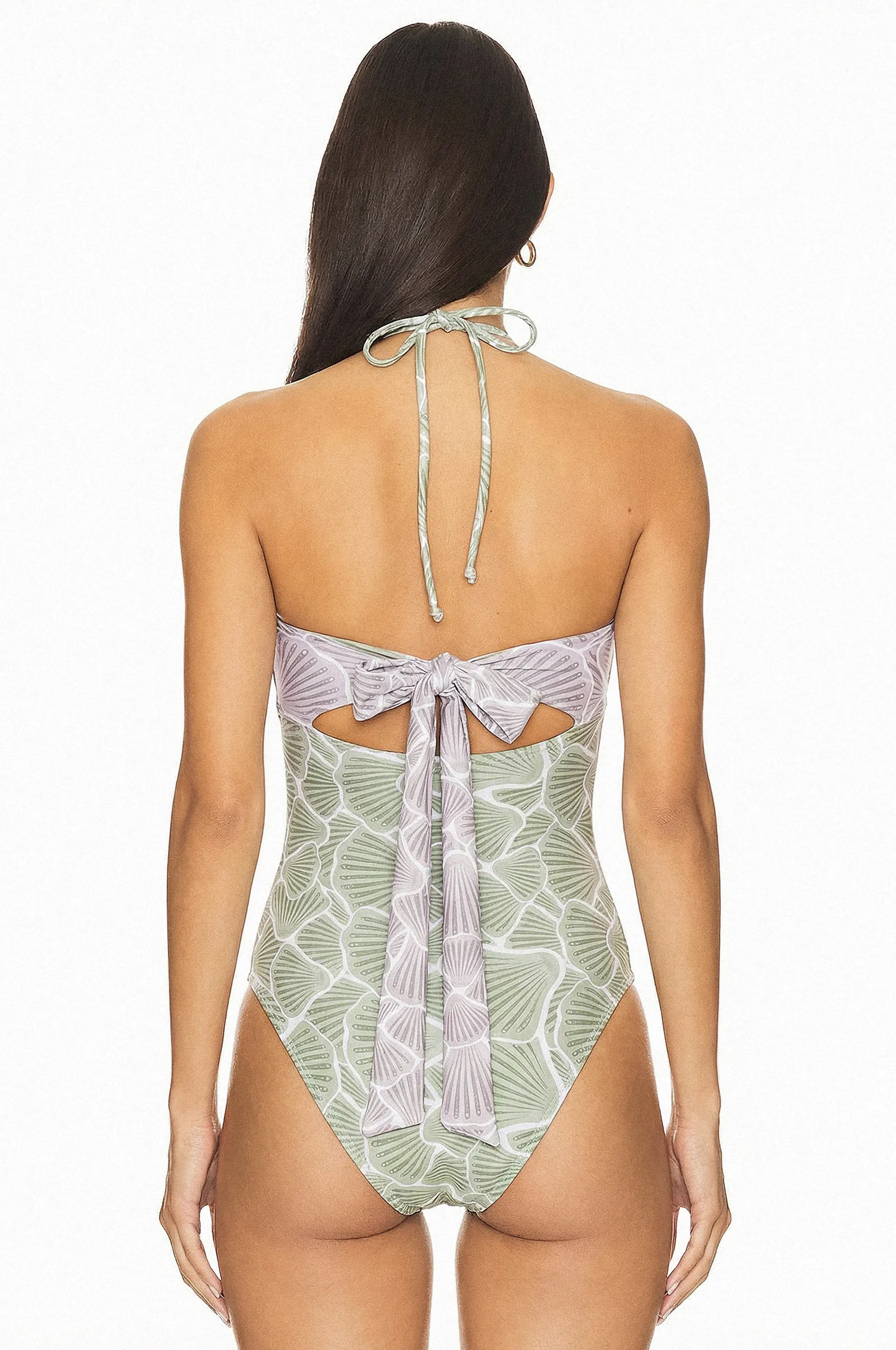 Swimwear Daya enterizo strapless con amarre halter y corte imperio en contraste. Ideal para playa en Colombia, Venezuela e Isla Margarita.